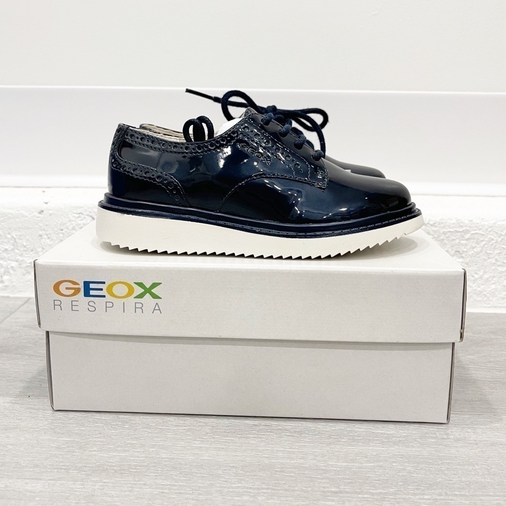 Geox Respira Thymar Navy Lace-Up Sneaker Patent 28